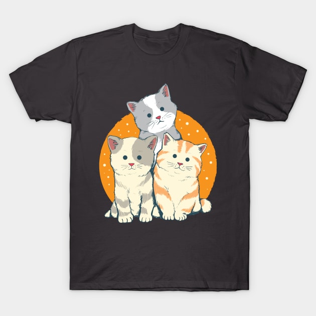 Cute Cat Family T-Shirt by Katheryn's Studio